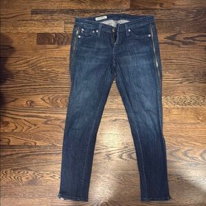 AG Camila Super Skinny Ankle Zip Womens Blue Jean Denim